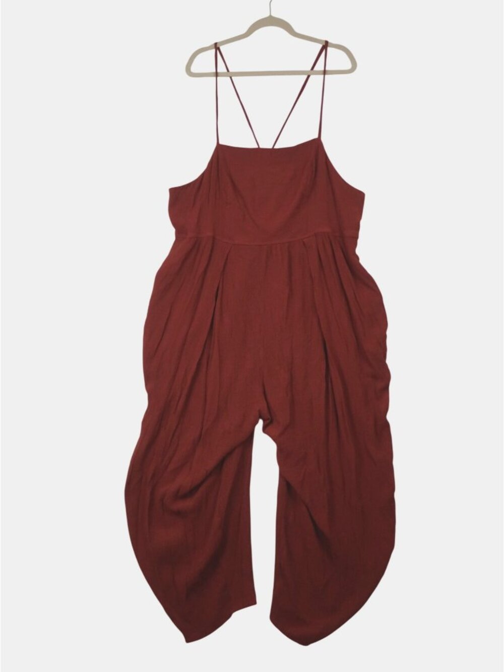 Halara 3X Womens Rust Red Orange Draped Wide Leg Jumpsuit Romper Boho Breathable
